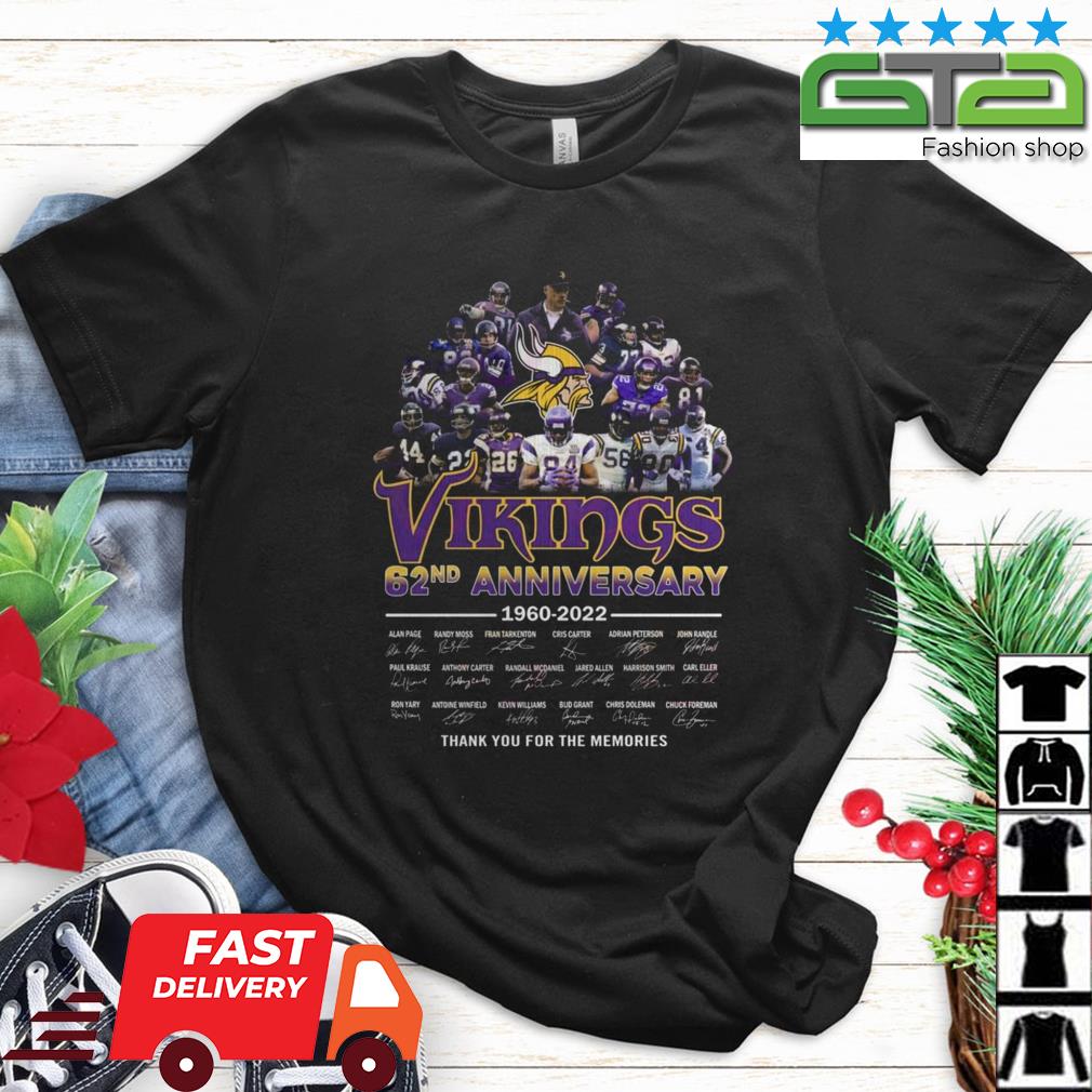 Minnesota Vikings 62nd Anniversary 1960 – 2022 Thank You For The Memorie Signatures Shirt