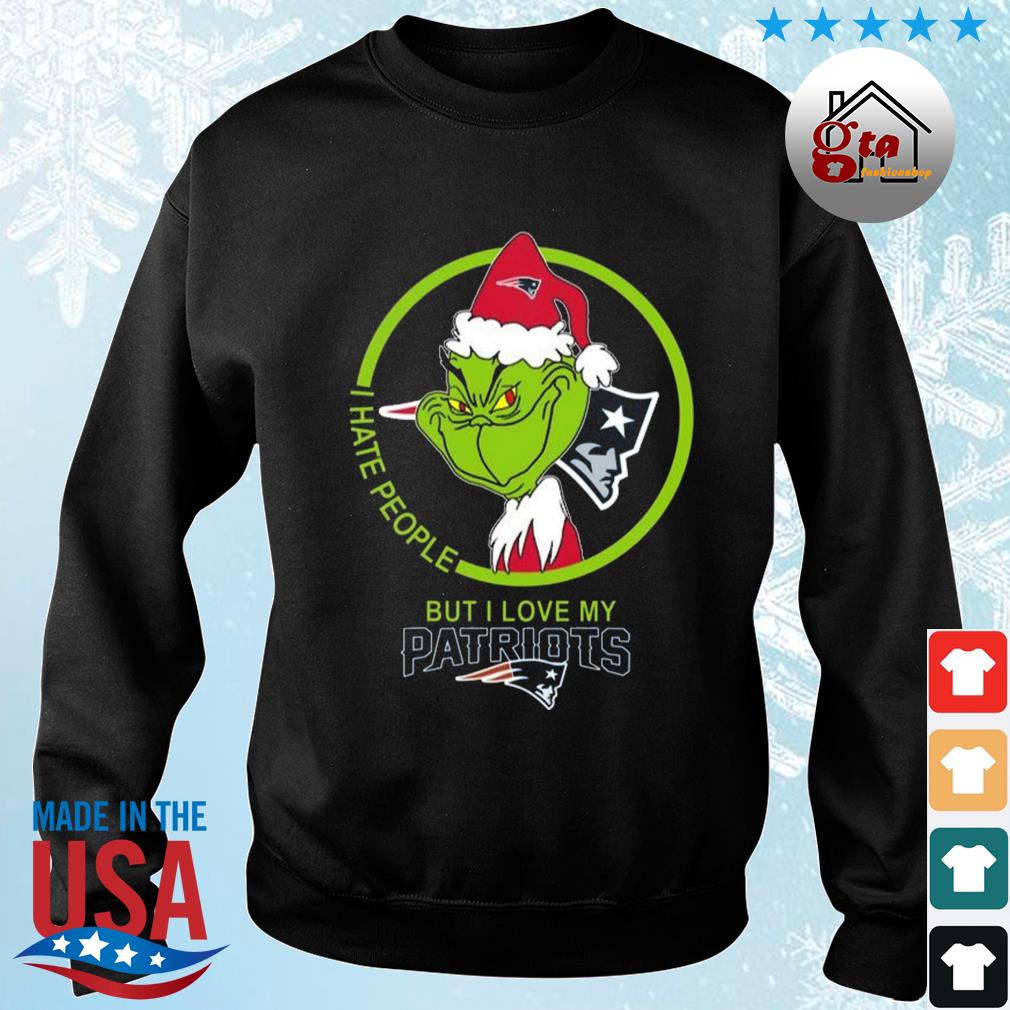 New England Patriots NFL Christmas Grinch I Hate People But I Love My Favorite Football Team Sweater