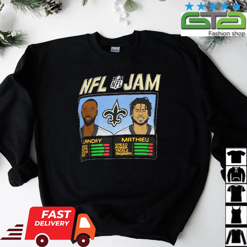 Men's Homage Jarvis Landry & Tyrann Mathieu Heather Gray New Orleans Saints NFL Jam Tri-Blend T-Shirt Size: Medium