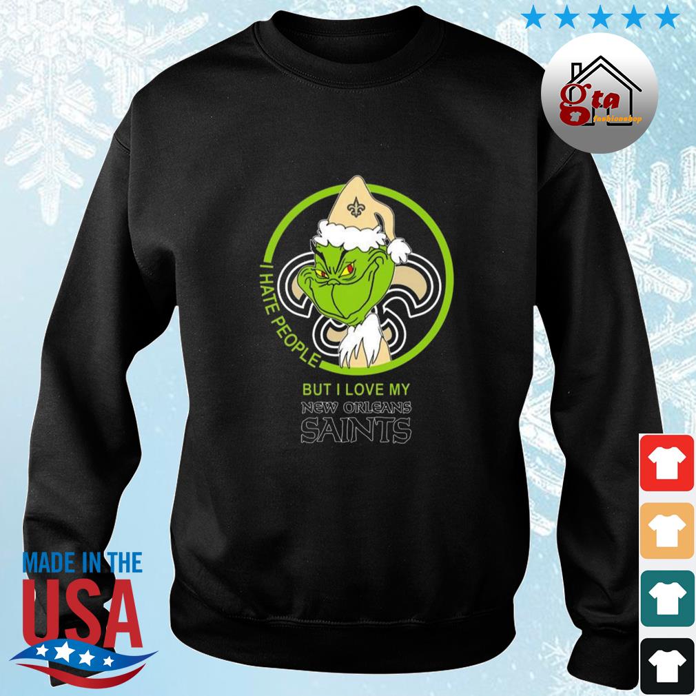 New Orleans Saints NFL Christmas Santa Grinch I Hate People But I Love My Favorite Football Team Sweater