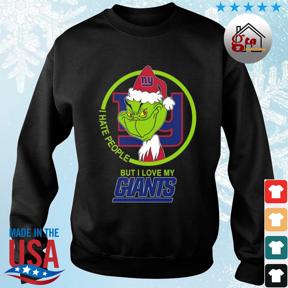 New York Giants NFL Christmas Grinch I Hate People But I Love My Favorite Football Team Sweater