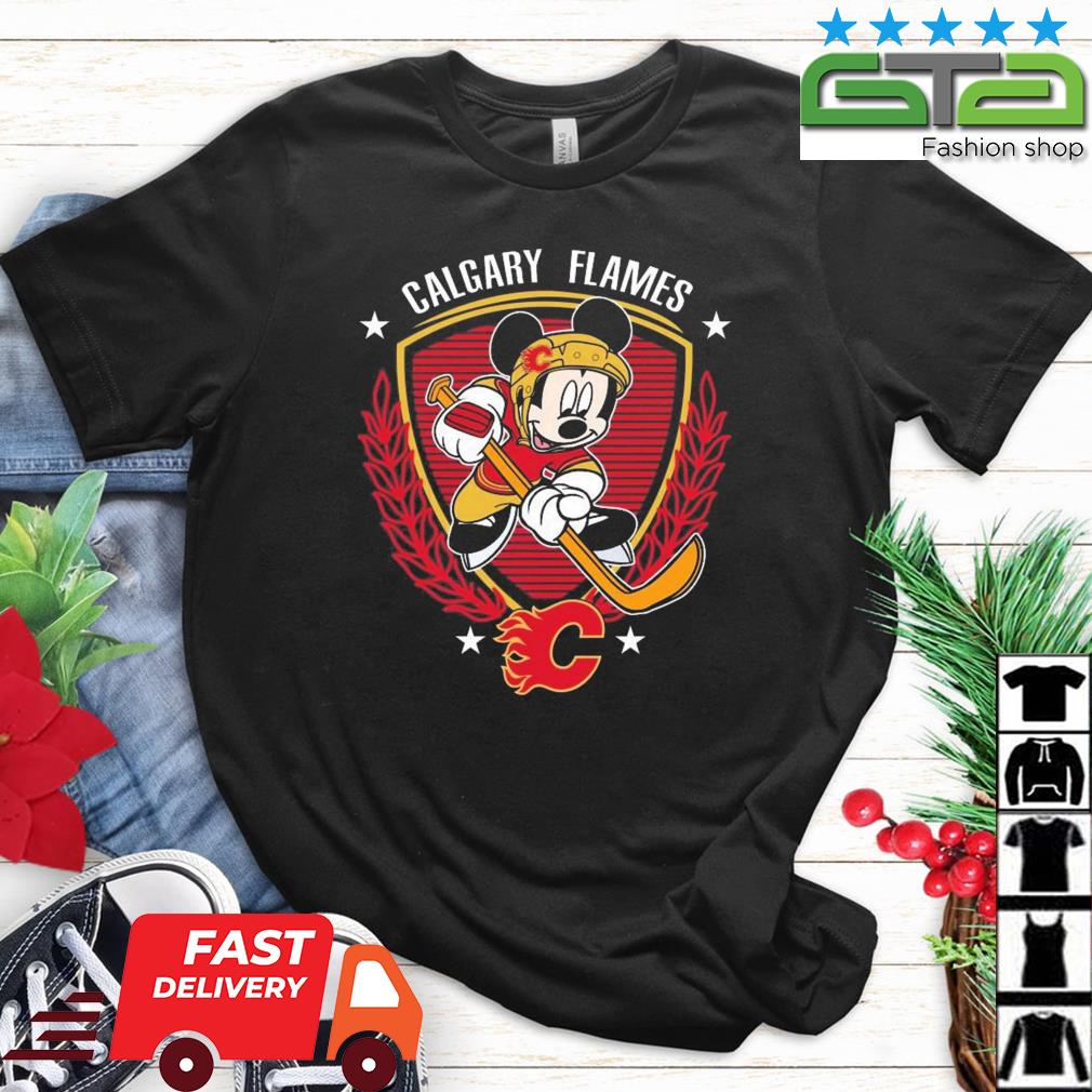 NHL Hockey Mickey Mouse Calgary Flames Disney Shirt