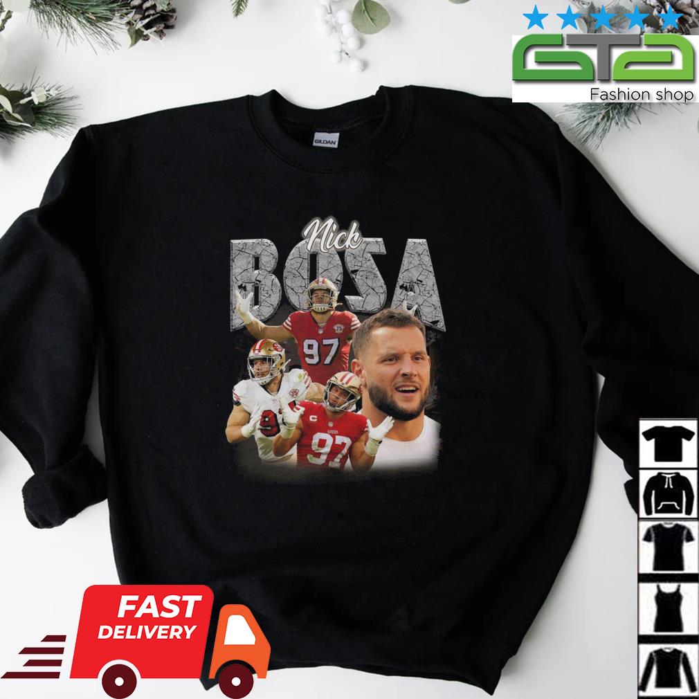 thAreaTshirts Nick Bosa Flexing Beast San Francisco Football Fan V2 T Shirt Crewneck Sweatshirt / White / 2 X-Large