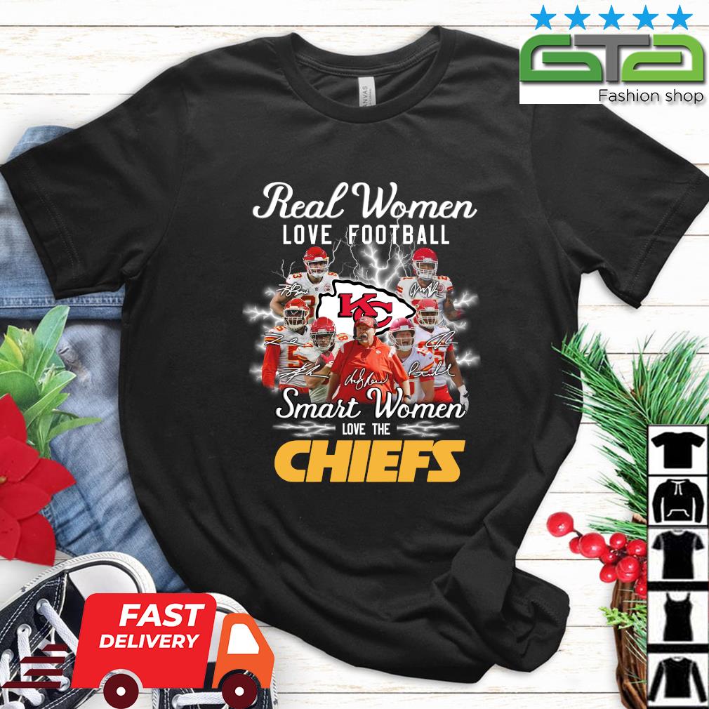 Official Real Women Love Football Smart Women Love The Kansas City Chiefs Signatures Shirt