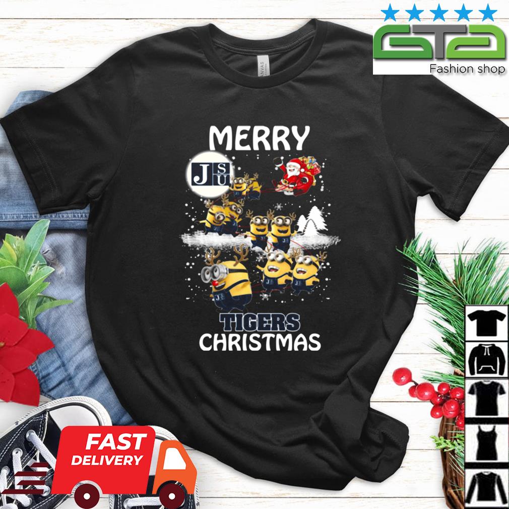 Santa Claus With Sleigh Minions Jackson State Tigers Christmas Sweater