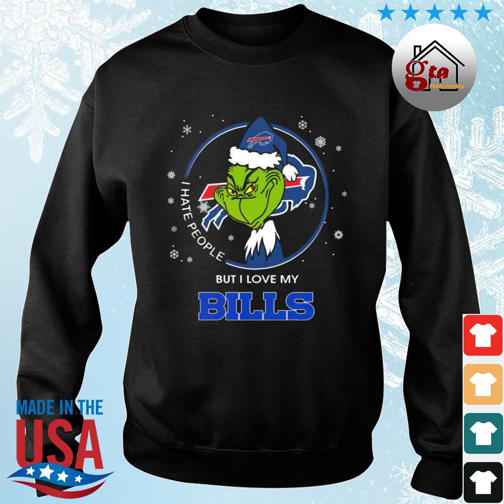 Santa Grinch I Hate People But I Love Buffalo Bills Christmas 2022 Sweater