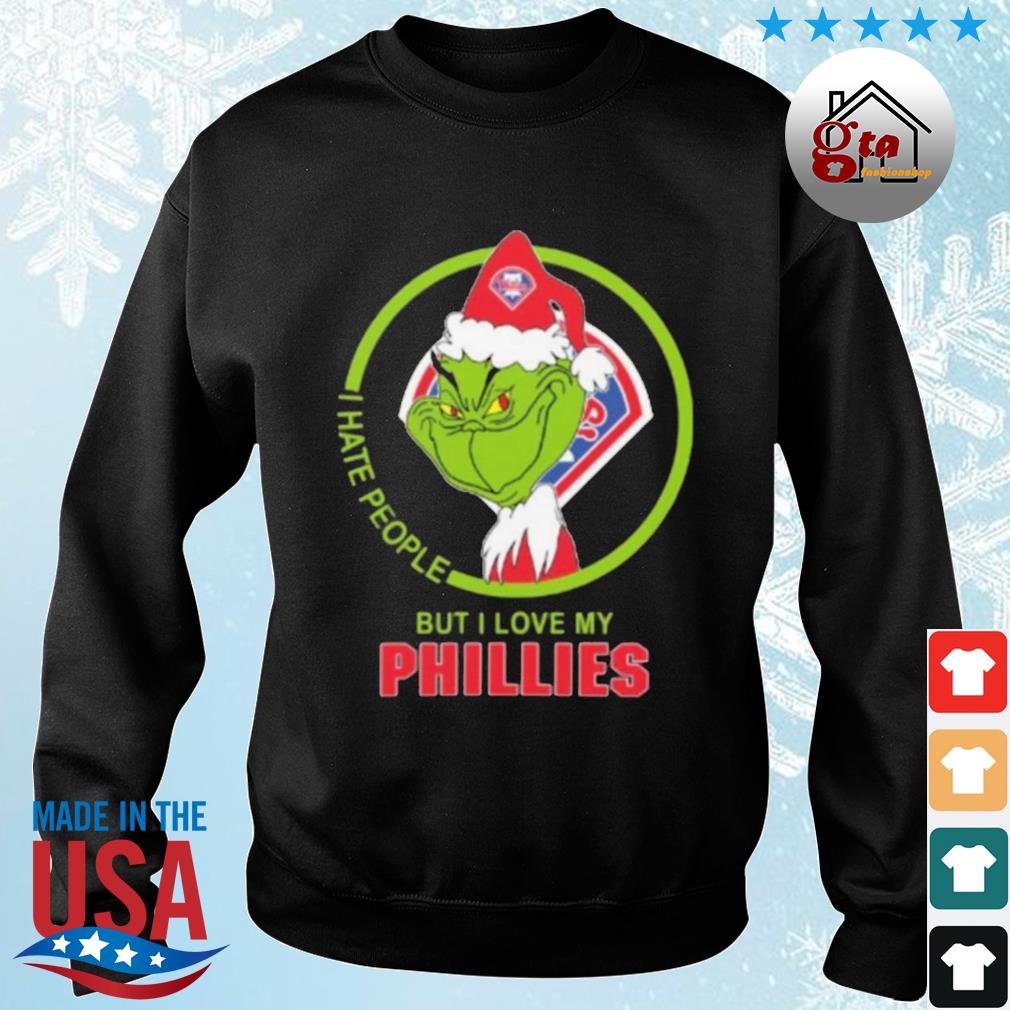 Santa Grinch I Hate People But I Love Philadelphia Phillies Christmas 2022 Sweater