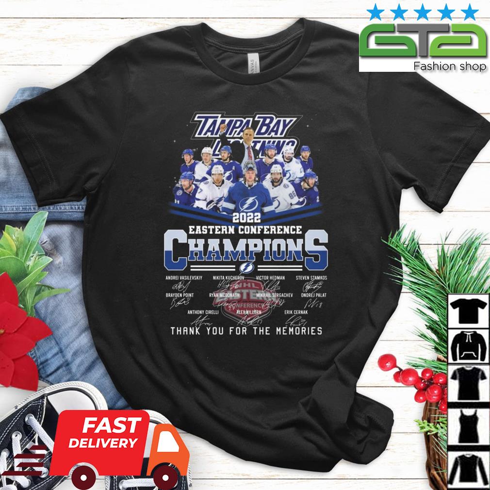 Tampa Bay Lightning 2022 Eastern Conference Champions Signatures Thank You For The Memories Shirt