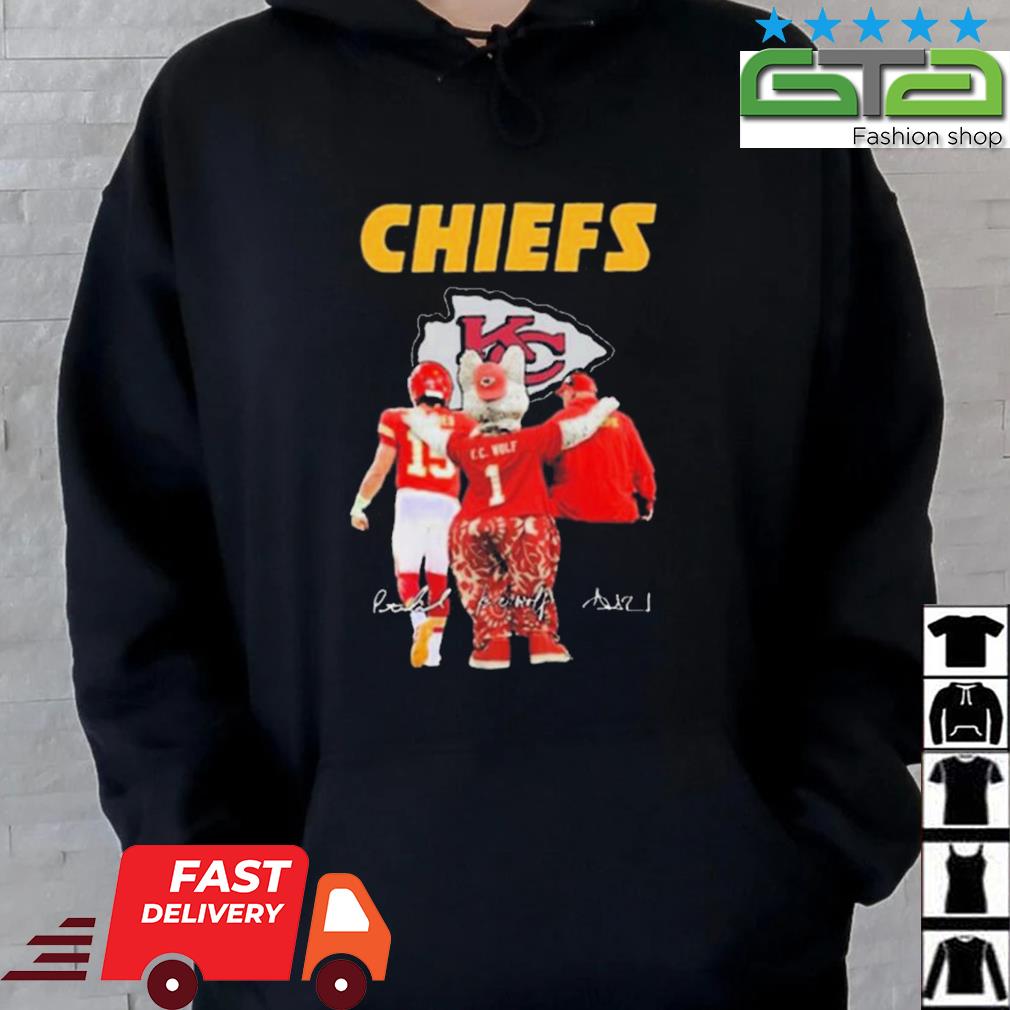 The Chiefs Kc Wolf Patrick Mahomes II And Andy Reid Signatures Shirt -  Limotees