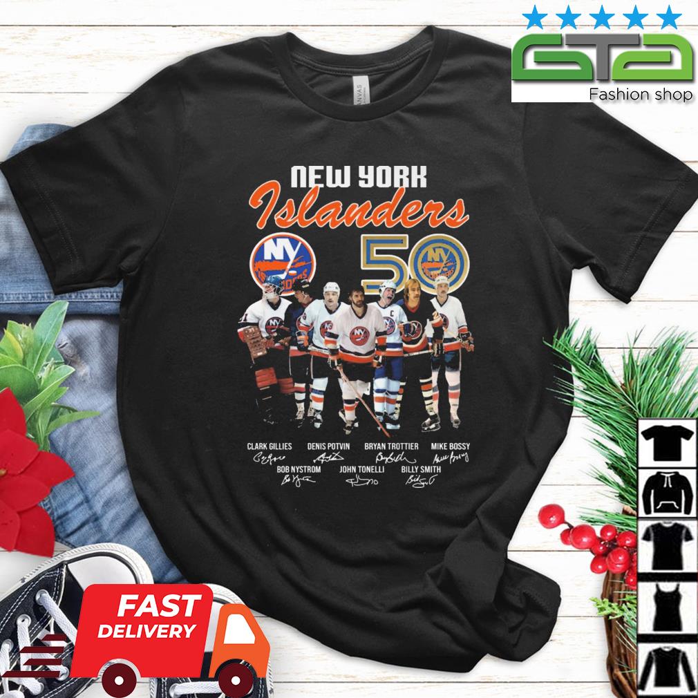 2023 New York Islanders 50 Years Signatures Shirt