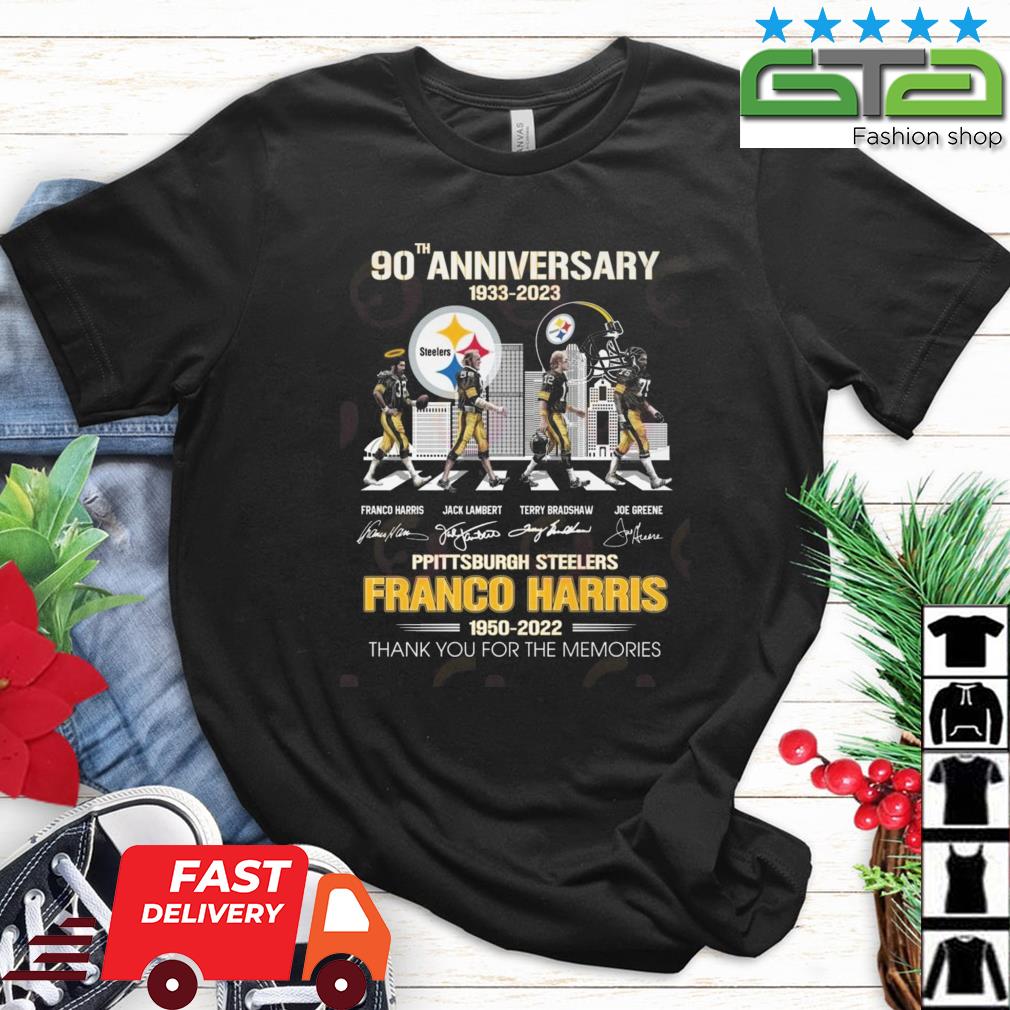 Official 90th Anniversary 1933-2023 Pittsburgh Steelers Rip Franco