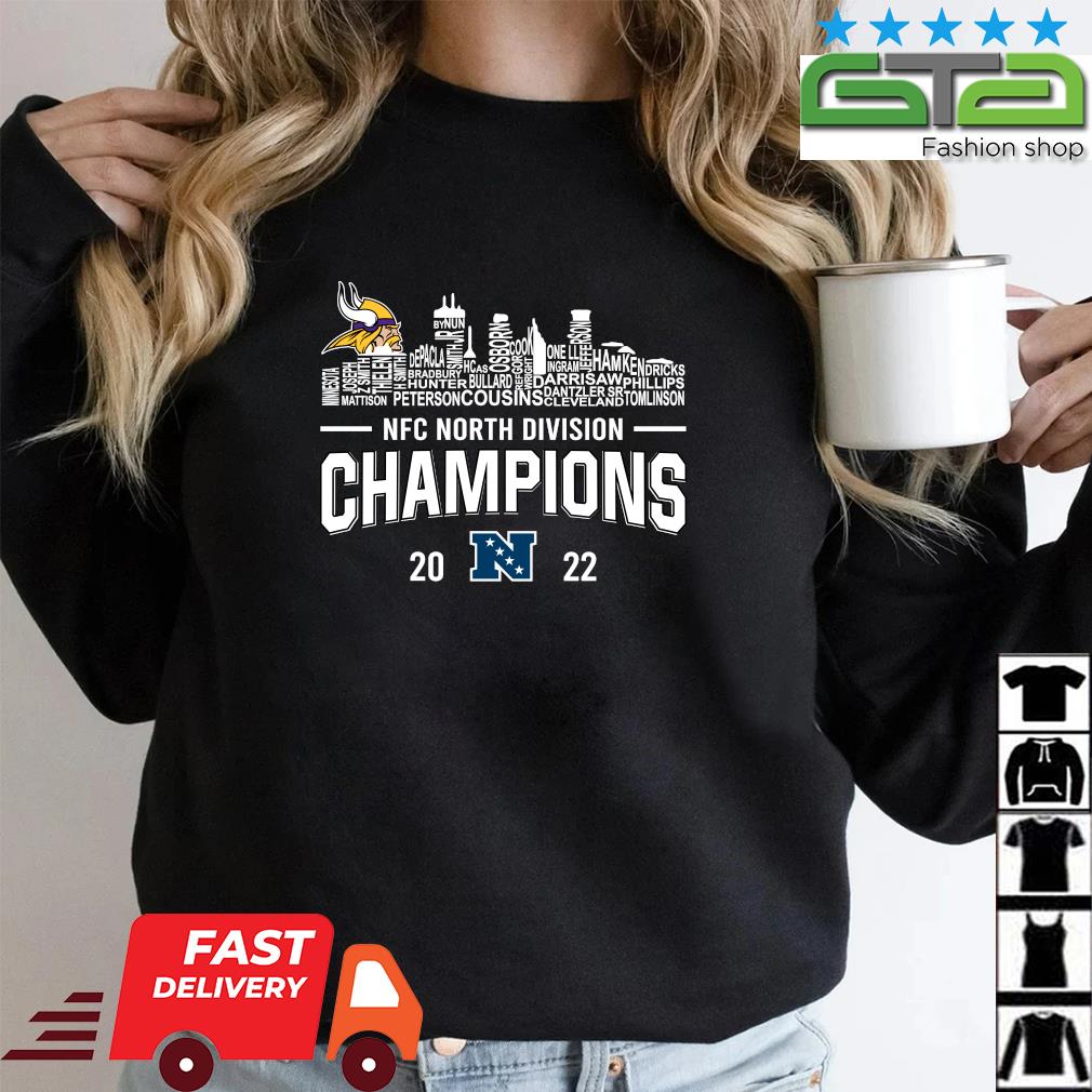 Minnesota Vikings Player Names NFC North Division Champions 2022 shirt,Sweater,  Hoodie, And Long Sleeved, Ladies, Tank Top