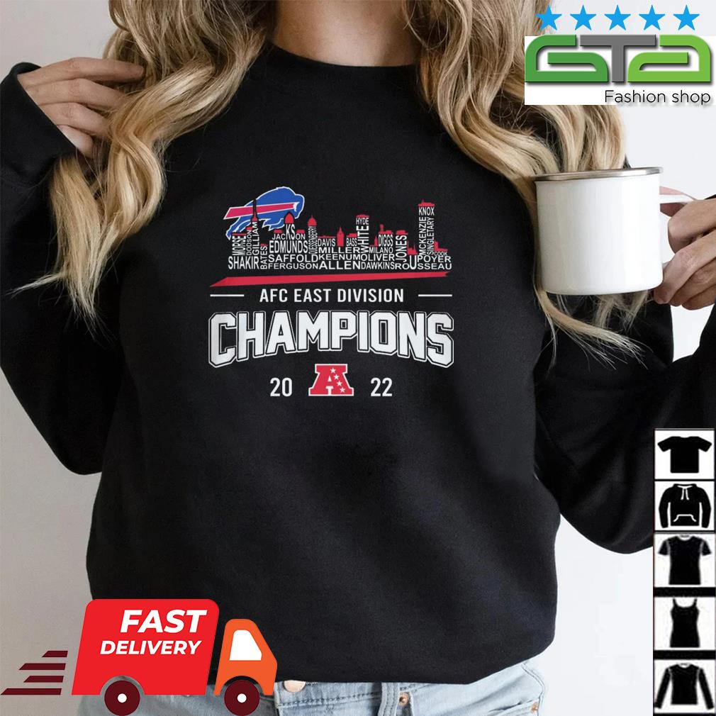 Buffalo Bills Players Names Skyline 2022 AFC Division Champions shirt,  hoodie, sweater, long sleeve and tank top