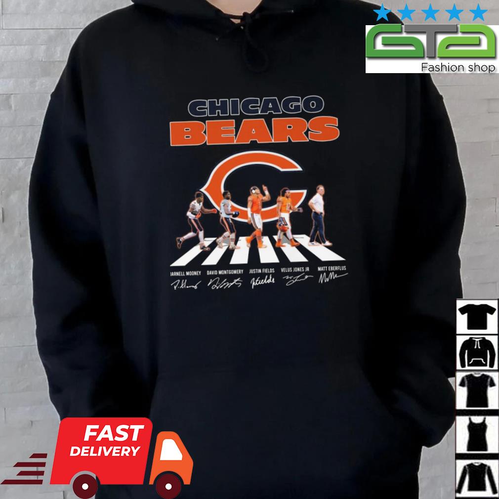 Chicago Bears Team Football Darnell Mooney Justin Fields Abbey Road Signatures 2022 Hoodie