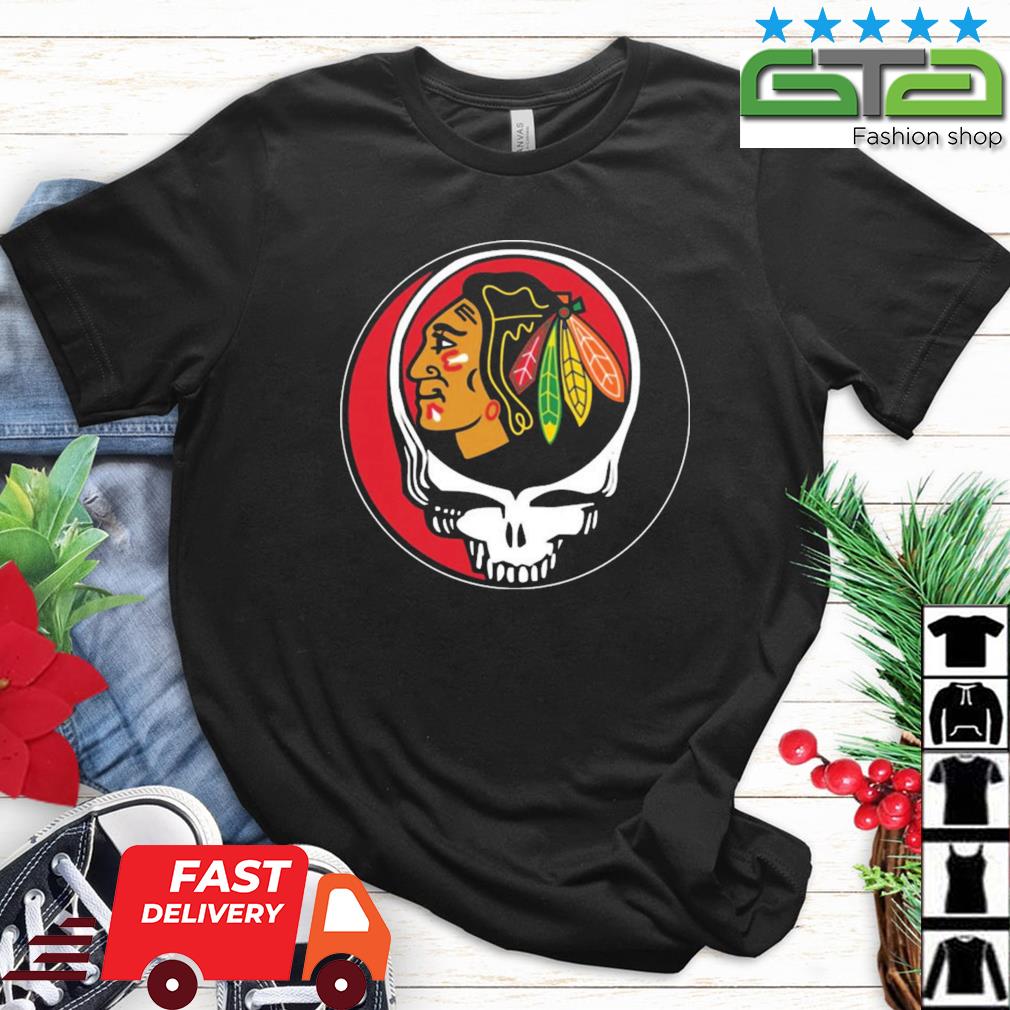 Chicago Blackhawks Grateful Dead Steal Your Face Hockey NHL Shirt