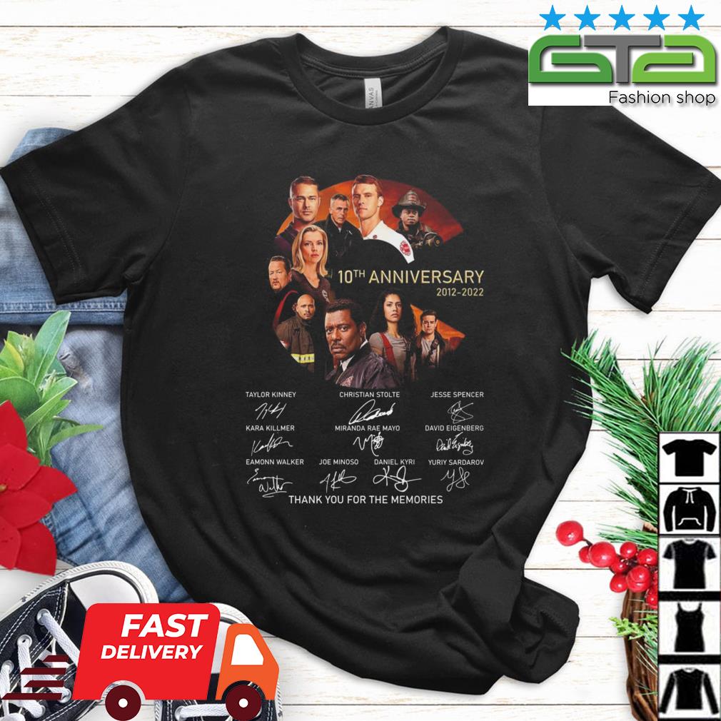 Chicago Fire 10th Anniversary 2012-2022 Signatures Thank You For The Memories Shirt