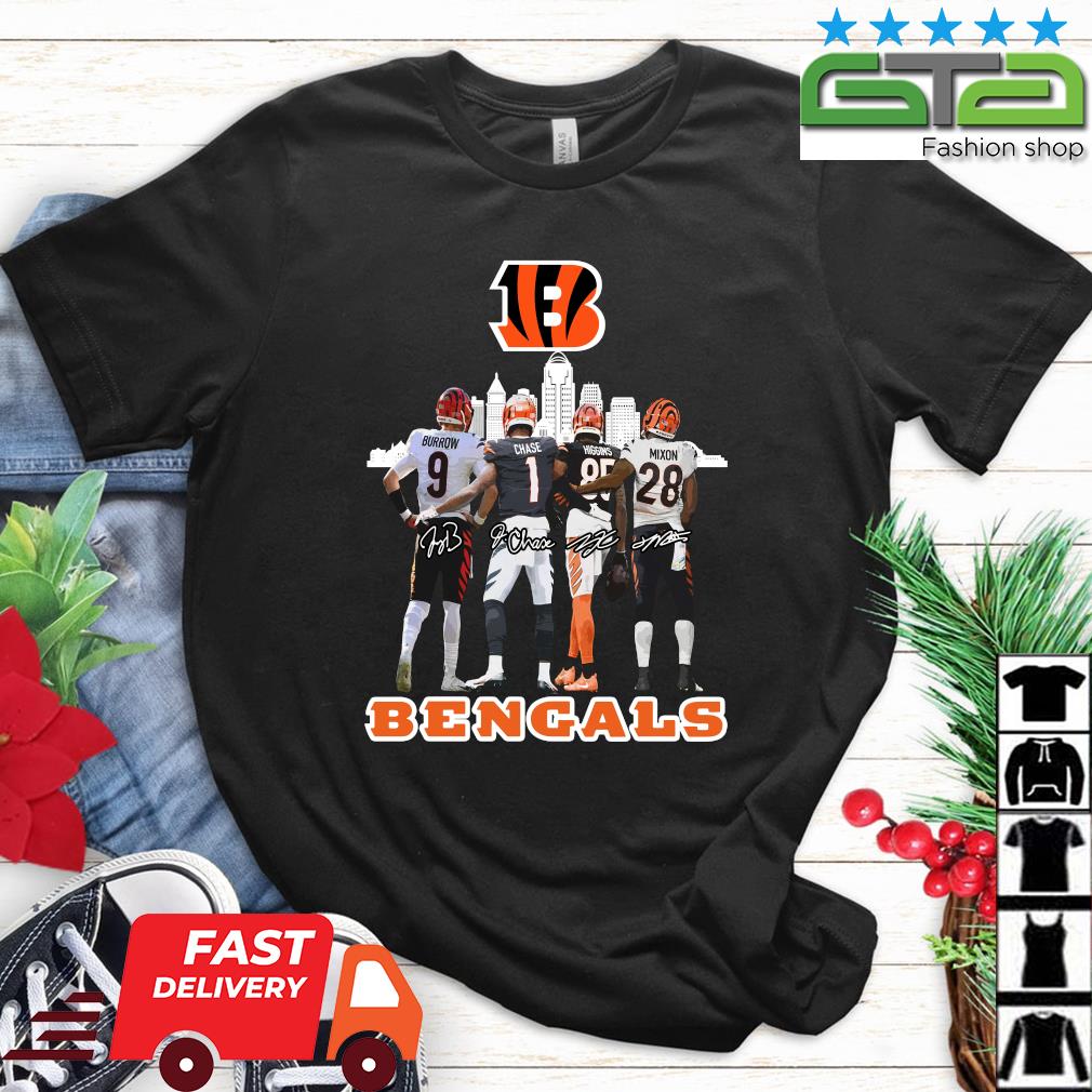 Cincinnati Bengals Ja'marr Chase Joe Mixon Tee Higgins Joe Burrow  signatures shirt, hoodie, sweater, long sleeve and tank top