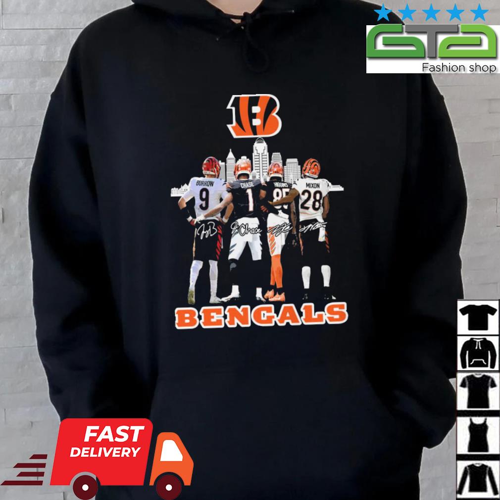 Cincinnati Bengals City Burrow Chase Higgins and Mixon signatures shirt,  hoodie, sweater, long sleeve and tank top