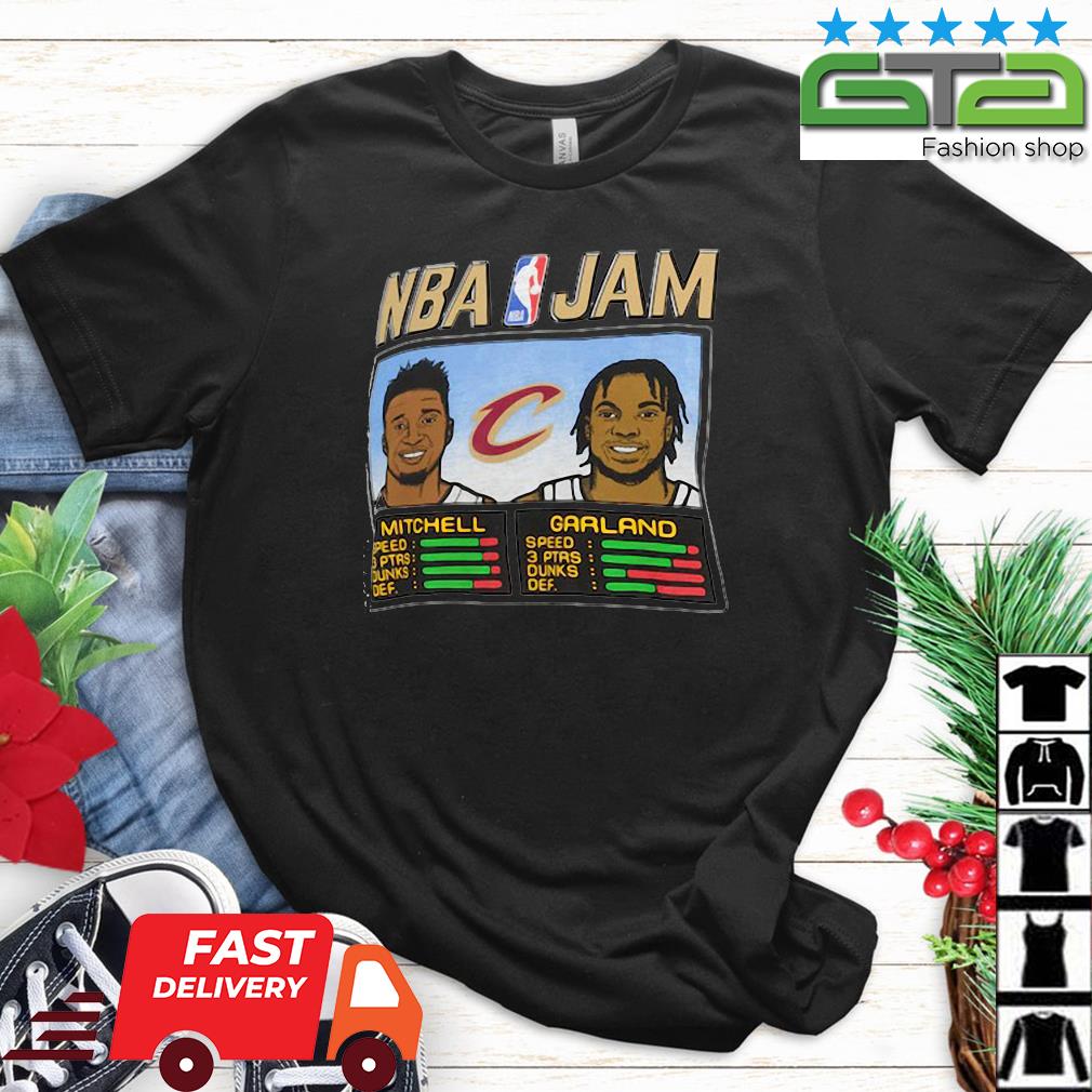 NBA Jam Cavs Mitchell and Garland T-Shirt from Homage. | Ash | Vintage Apparel from Homage.