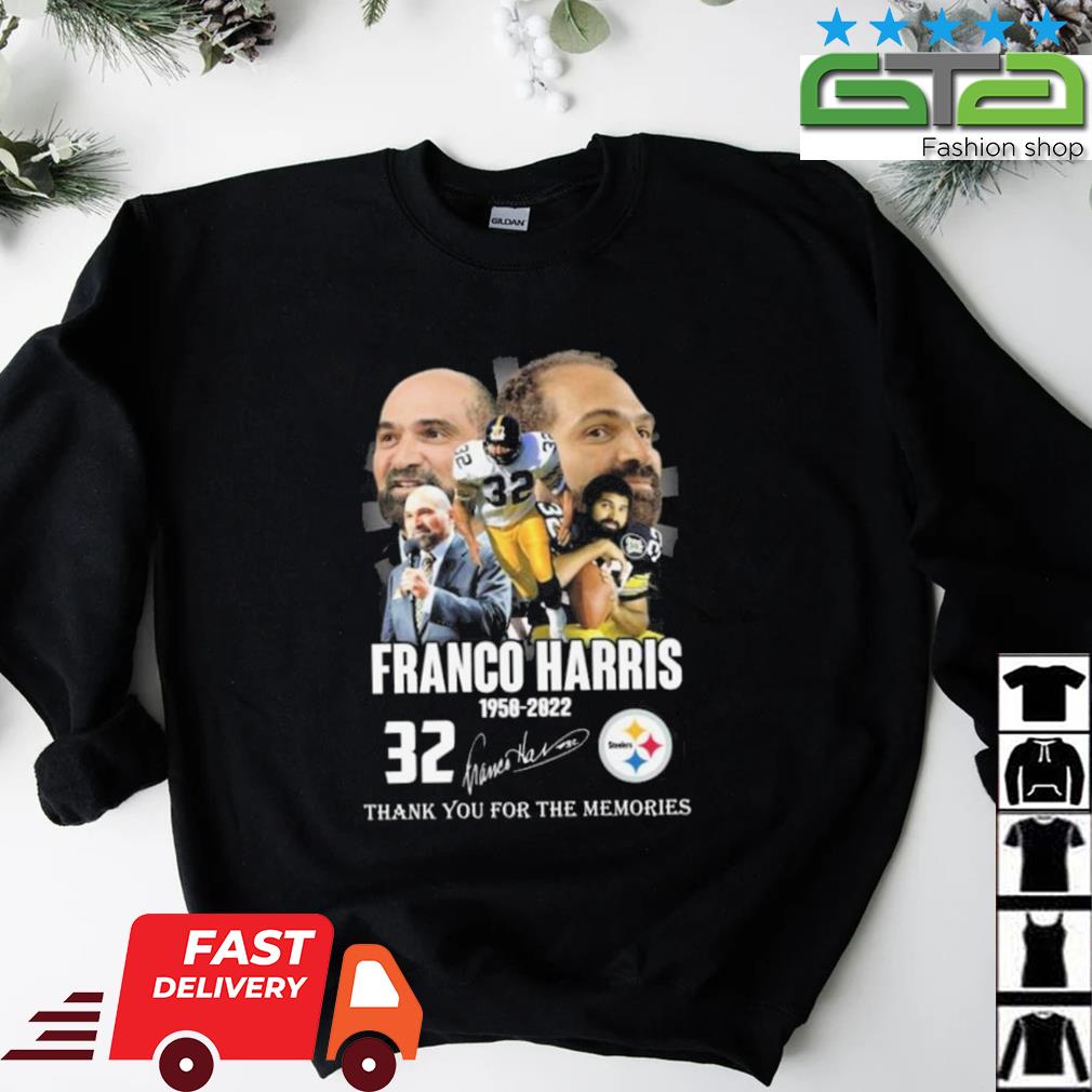 Pittsburgh steelers 32 Franco Harris 1950 2022 thank you for the memories  signature t-shirt, hoodie, sweater, long sleeve and tank top