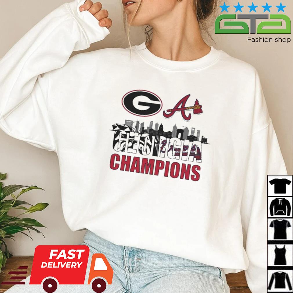 Georgia Bulldogs Atlanta Braves Champions Skylines Vintage Shirt