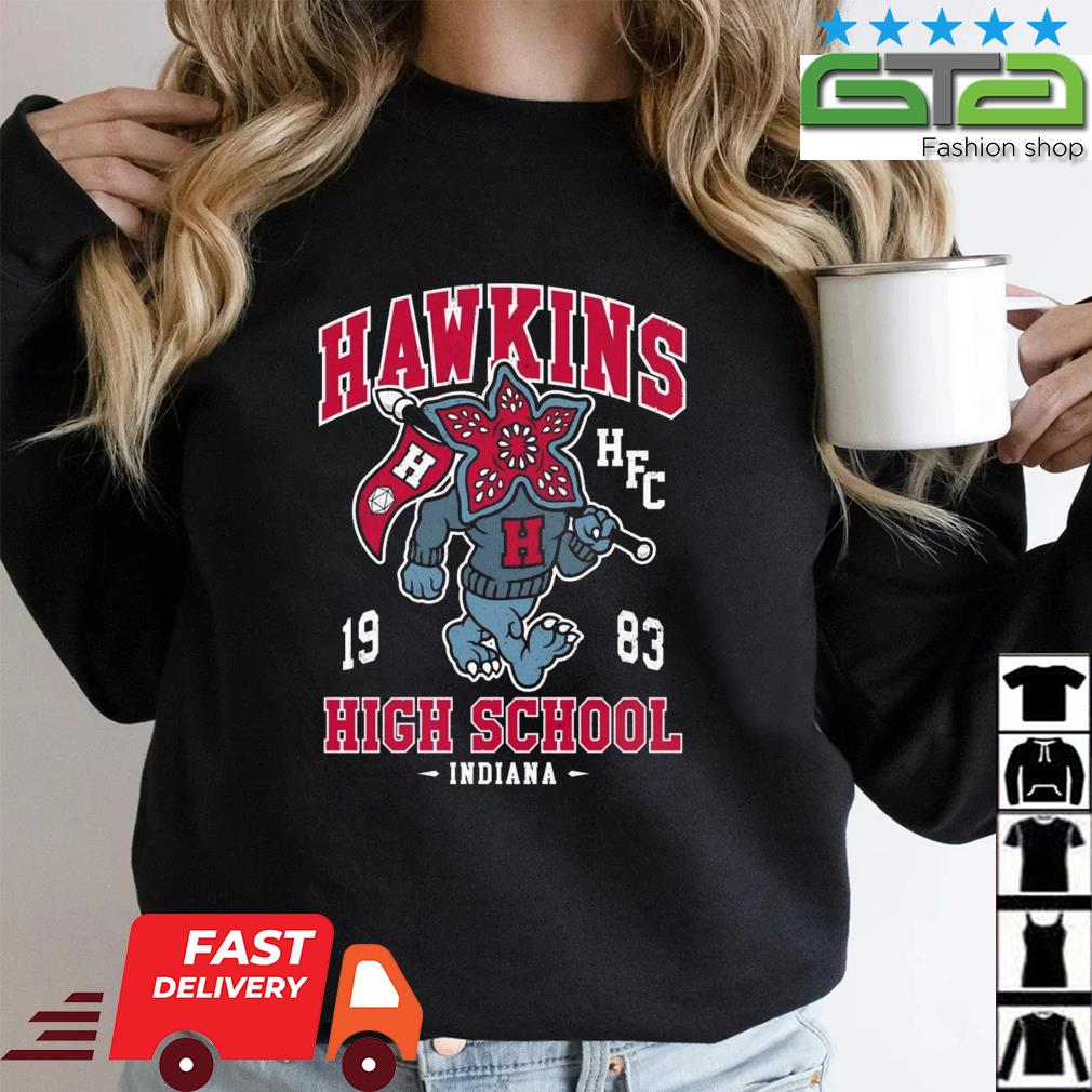 Hawkins High School Vintage Distressed Creepy Cute College Demogorgon  Mascot Shirt, hoodie, sweater, long sleeve and tank top
