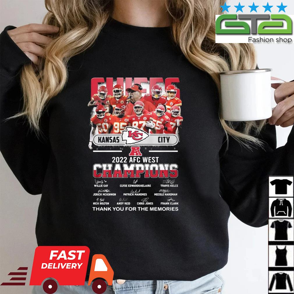 Kansas City Chiefs 2022 AFC West Champions Signatures Players Thank You For  The Memories Shirt, hoodie, sweater, long sleeve and tank top