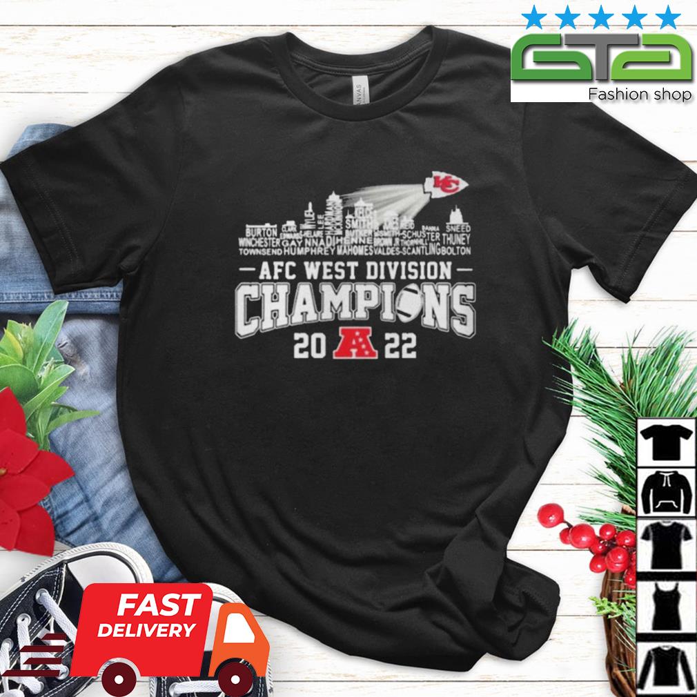 Official Kansas city Chiefs football team 2022 afc west division champions  shirt, hoodie, sweater, long sleeve and tank top