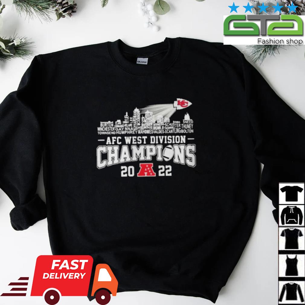 Official Kansas city Chiefs football team 2022 afc west division champions  shirt, hoodie, sweater, long sleeve and tank top