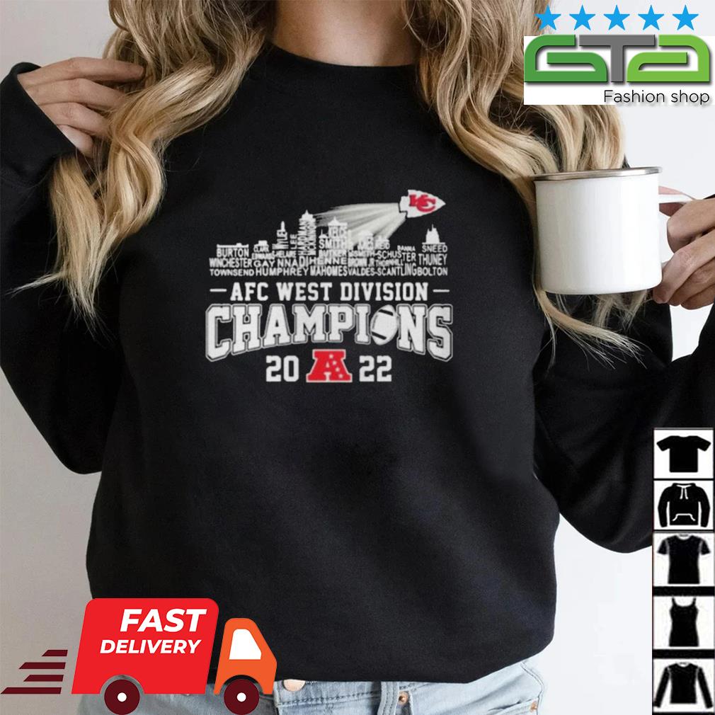 Official Kansas city Chiefs football team 2022 afc west division champions  shirt, hoodie, sweater, long sleeve and tank top