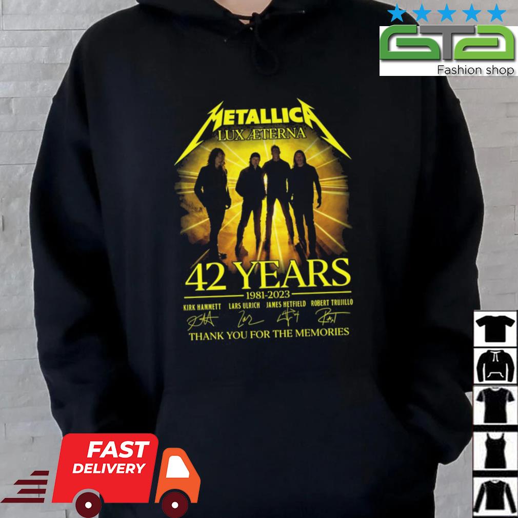 Metallica Lux Aeterna 42 Years 1981-2023 Thank You For The Memories Signatures s Hoodie