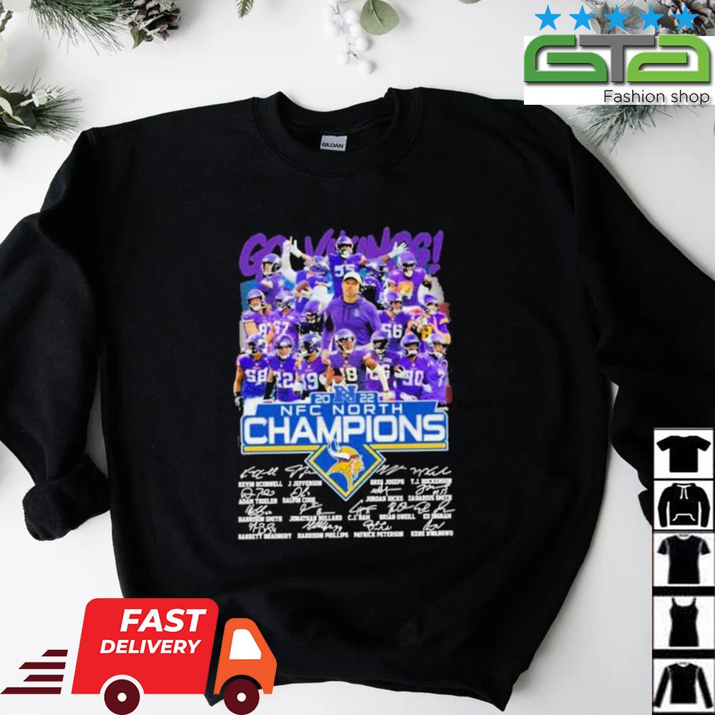 Minnesota Vikings 2022 NFC North Champions signatures shirt