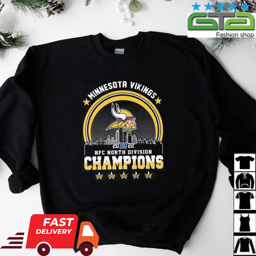 Minnesota Vikings Skylines 2022 NFC North Division Champions 2008-2022  Shirt - Kingteeshop