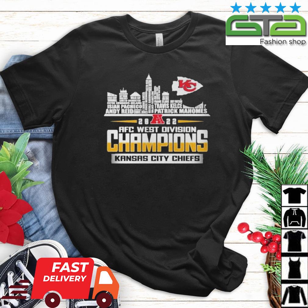 Kansas City Chiefs Player Name Skyline Afc West Division Champions 2022  shirt, hoodie, sweater and long sleeve