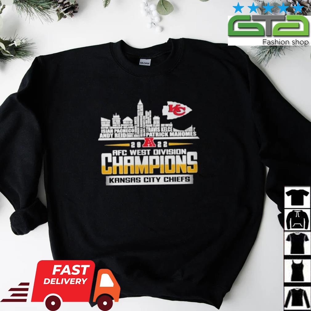 Kansas City Chiefs Player Name Skyline Afc West Division Champions 2022  shirt, hoodie, sweater and long sleeve