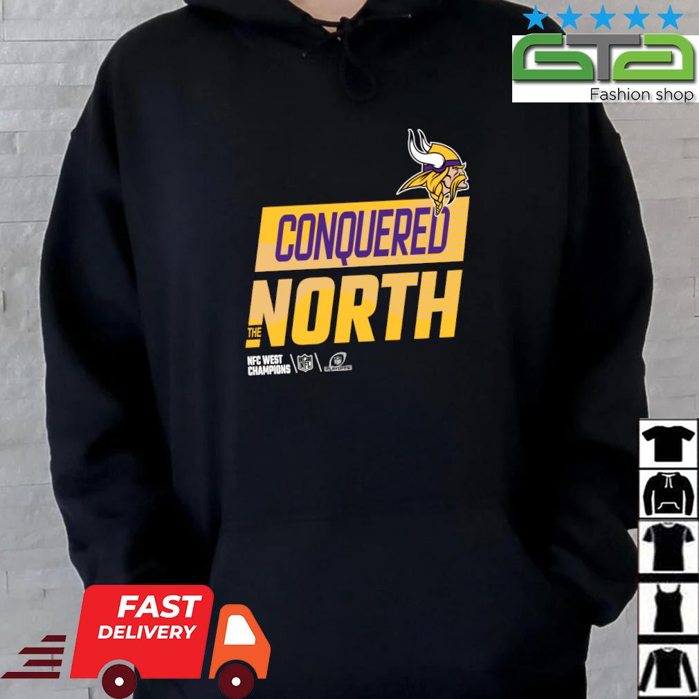 Vikings conquered north the nfc north champions shirt, hoodie, sweater,  long sleeve and tank top