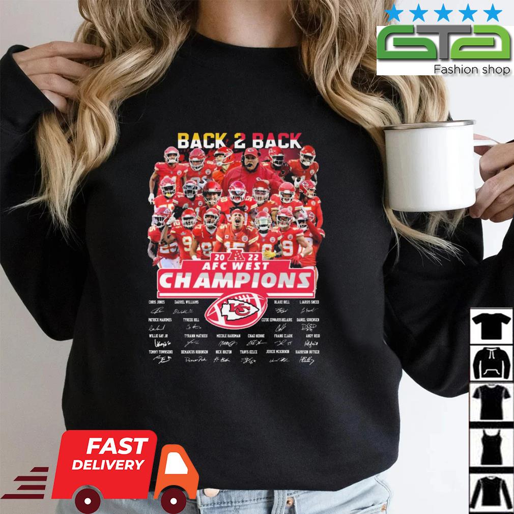 Original Kansas City Chiefs Back 2 Back 2022 AFC West Champions Signatures shirt