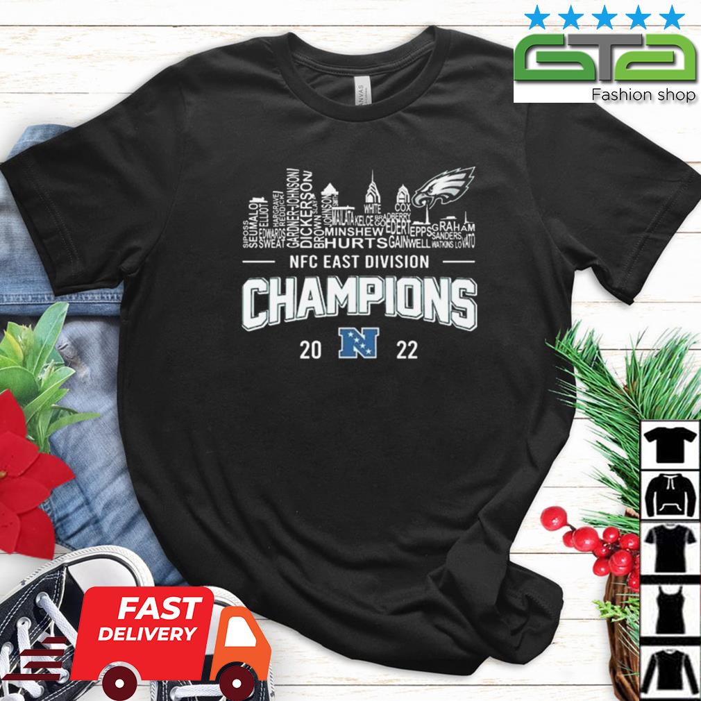 Philadelphia Eagles Players names skyline 2022 NFC East Division champions  shirt, hoodie, sweater, long sleeve and tank top