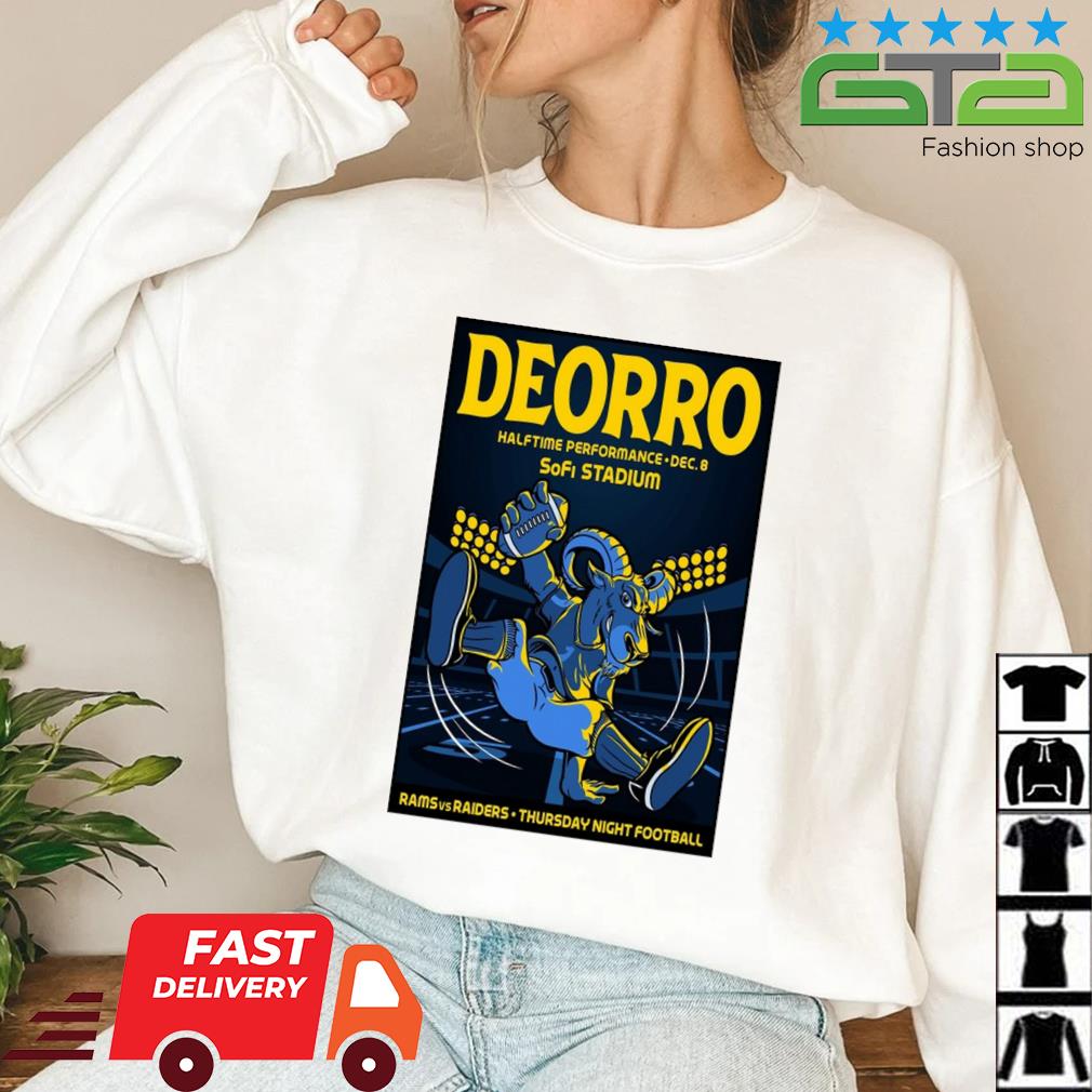 Rams vs raider 2022 deorro halftime performance dec 8th 2022 sofI stadium  thursday night Football poster shirt, hoodie, sweater, long sleeve and tank  top