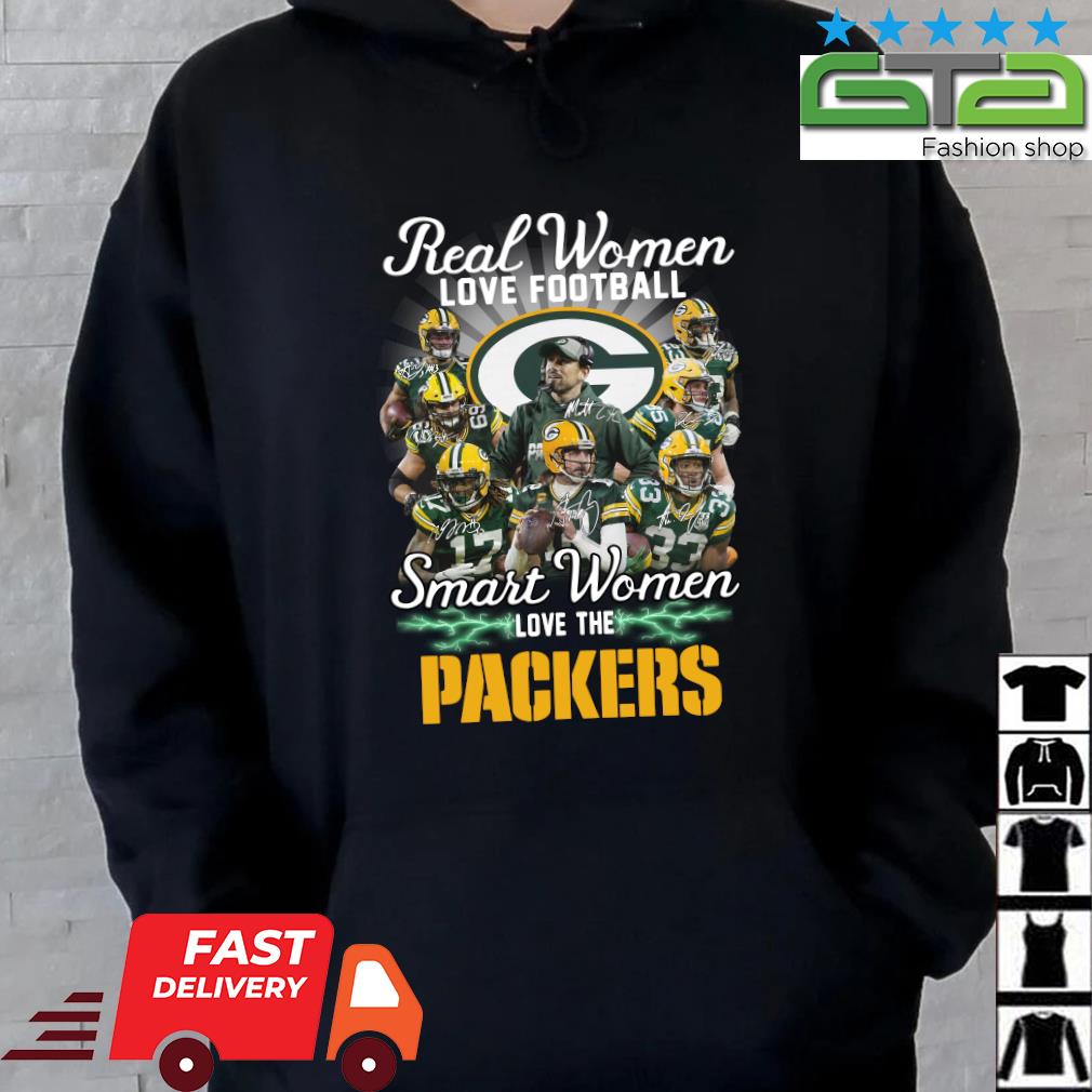 Real women love football smart women love the Green Bay Packers lightning  signatures shirt, hoodie, sweater, long sleeve and tank top