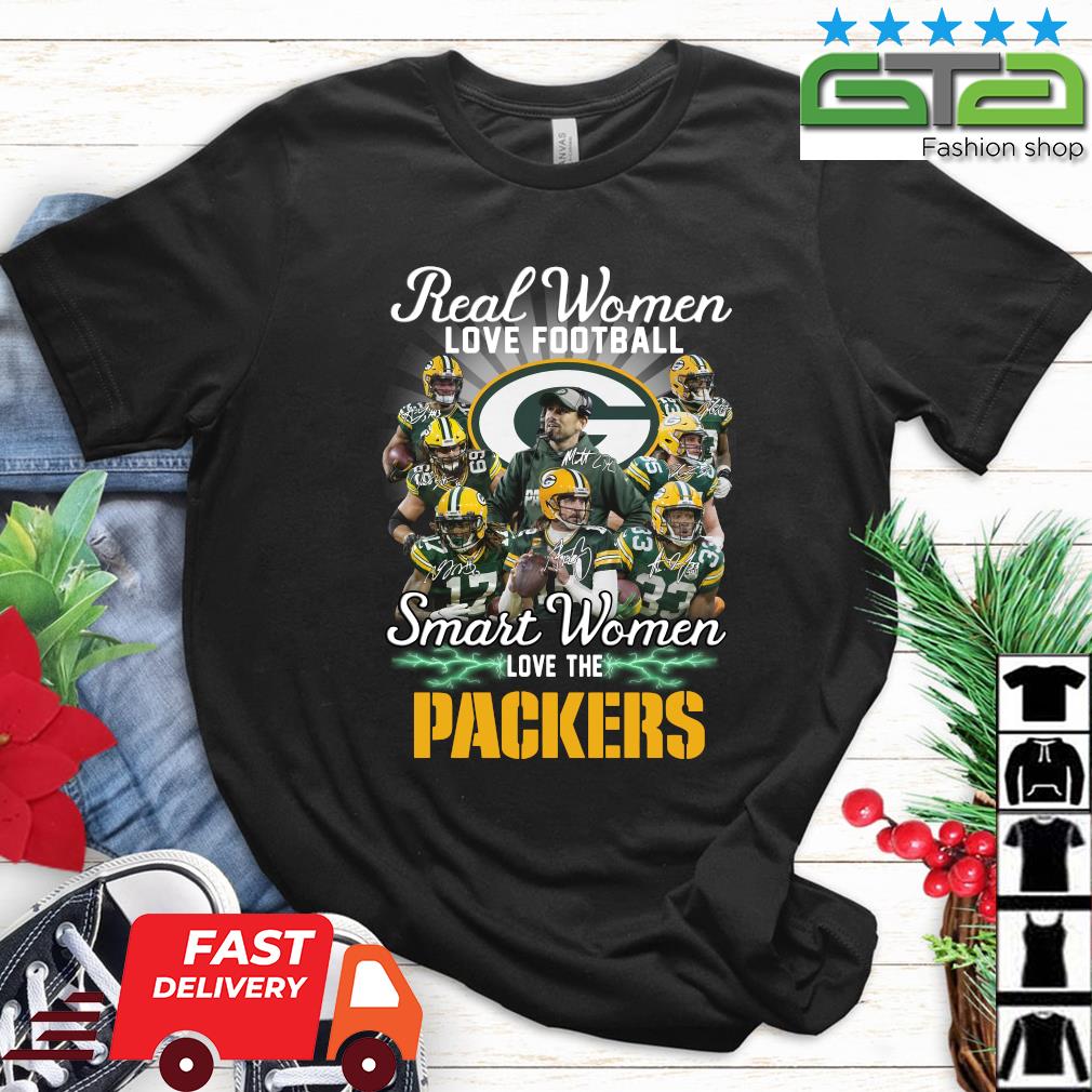 Real women love football smart women love the Green Bay Packers lightning  signatures shirt, hoodie, sweater, long sleeve and tank top