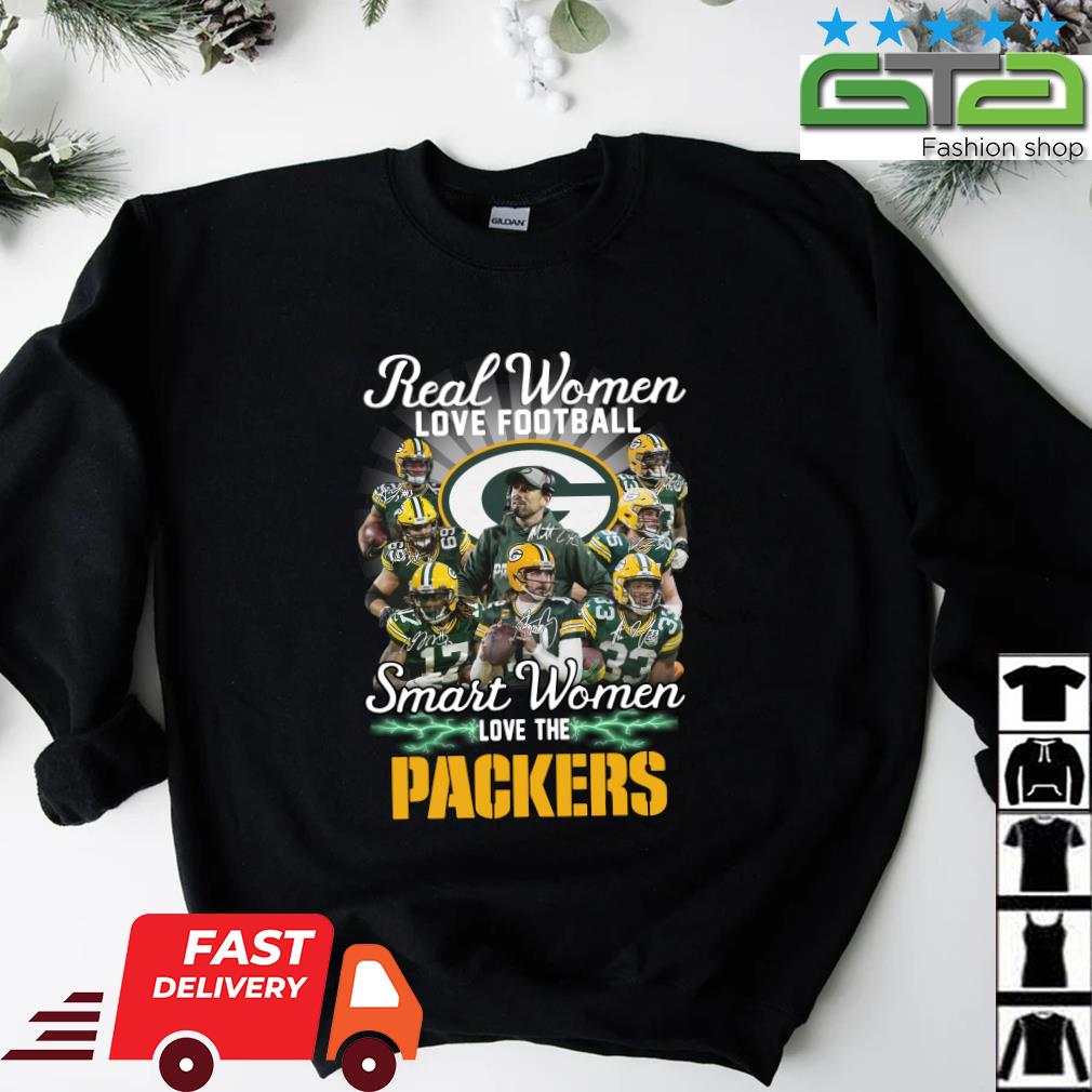 Real women love football smart women love the Green Bay Packers lightning  signatures shirt, hoodie, sweater, long sleeve and tank top