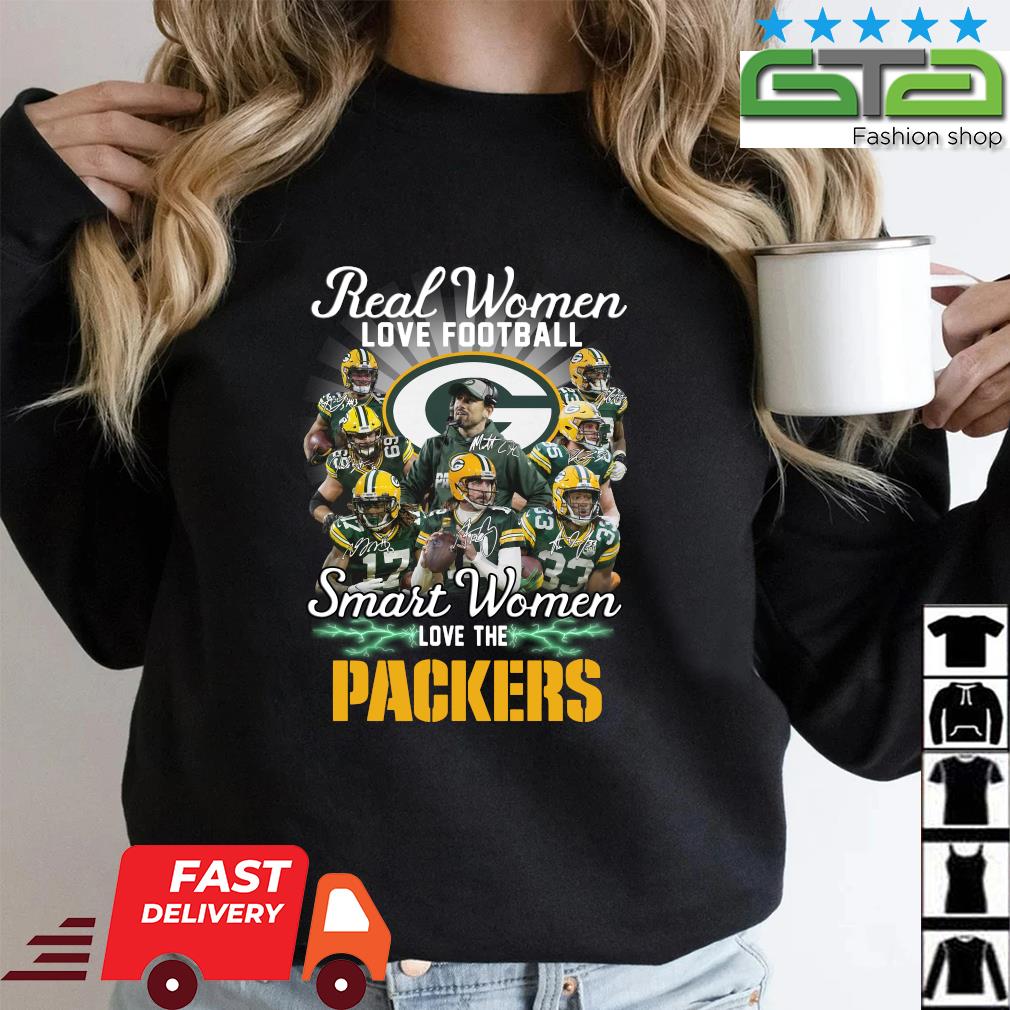 Real women love football smart women love the Green Bay Packers lightning  signatures shirt, hoodie, sweater, long sleeve and tank top