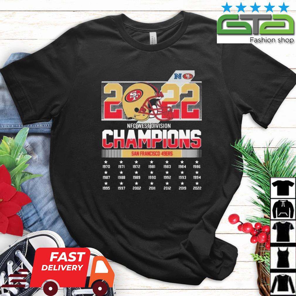 San Francisco 49ers team 2022 NFC west Champions 1970-2022 signatures shirt