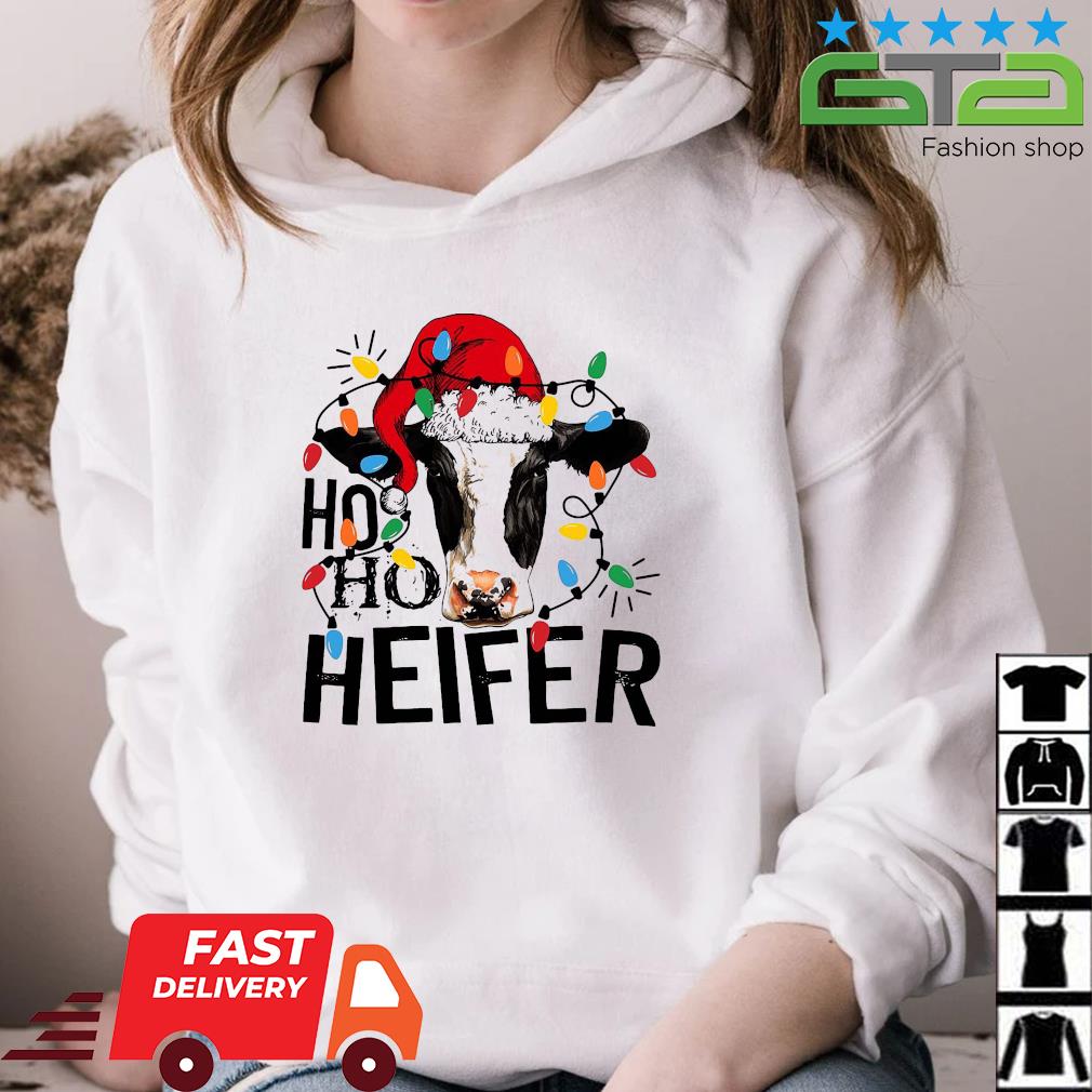 Santa Cow Ho Ho Heifer Christmas Lights Sweater hoodie