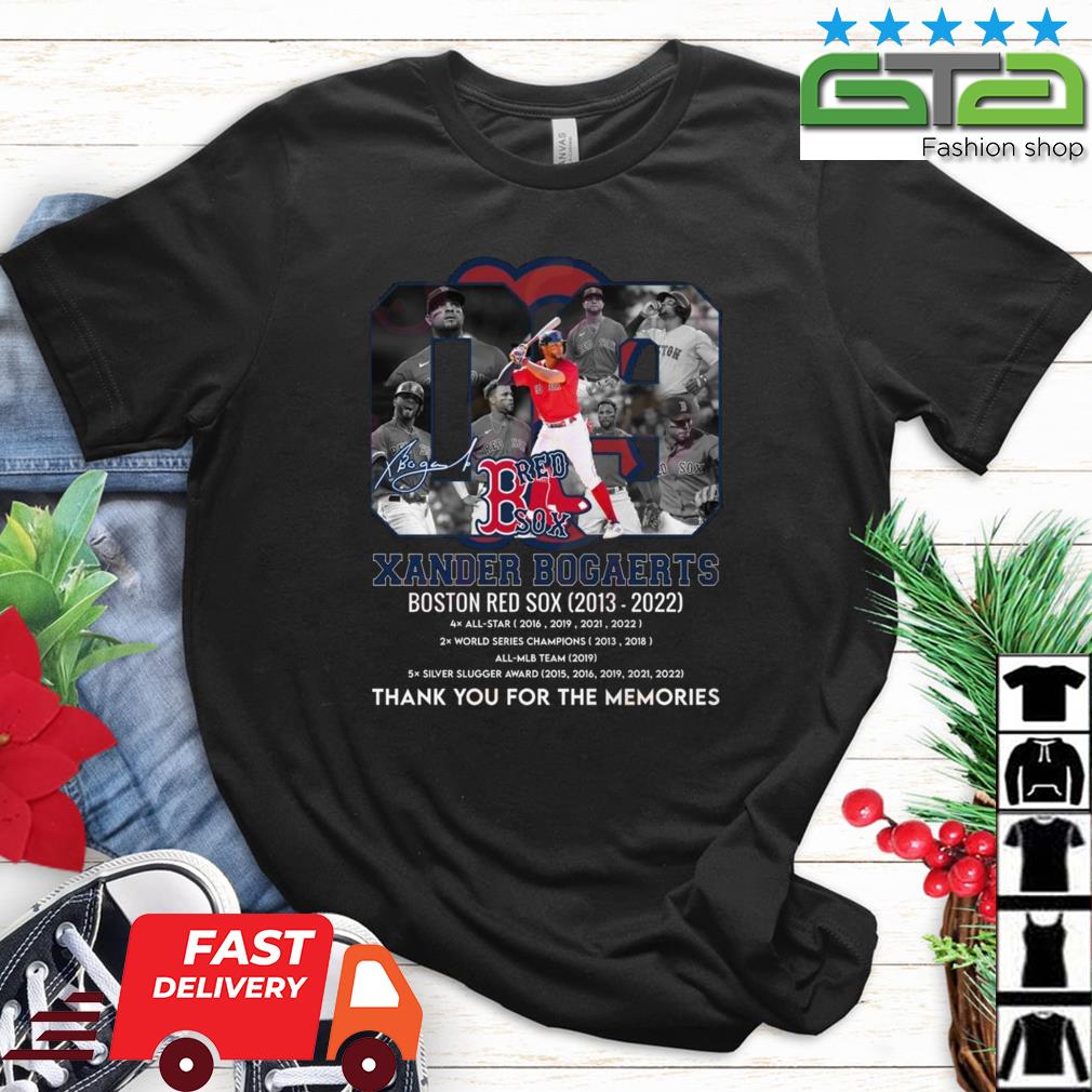 Xander Bogaerts Boston Red 2013-2022 thank you for the memories signature  shirt, hoodie, sweater, long sleeve and tank top