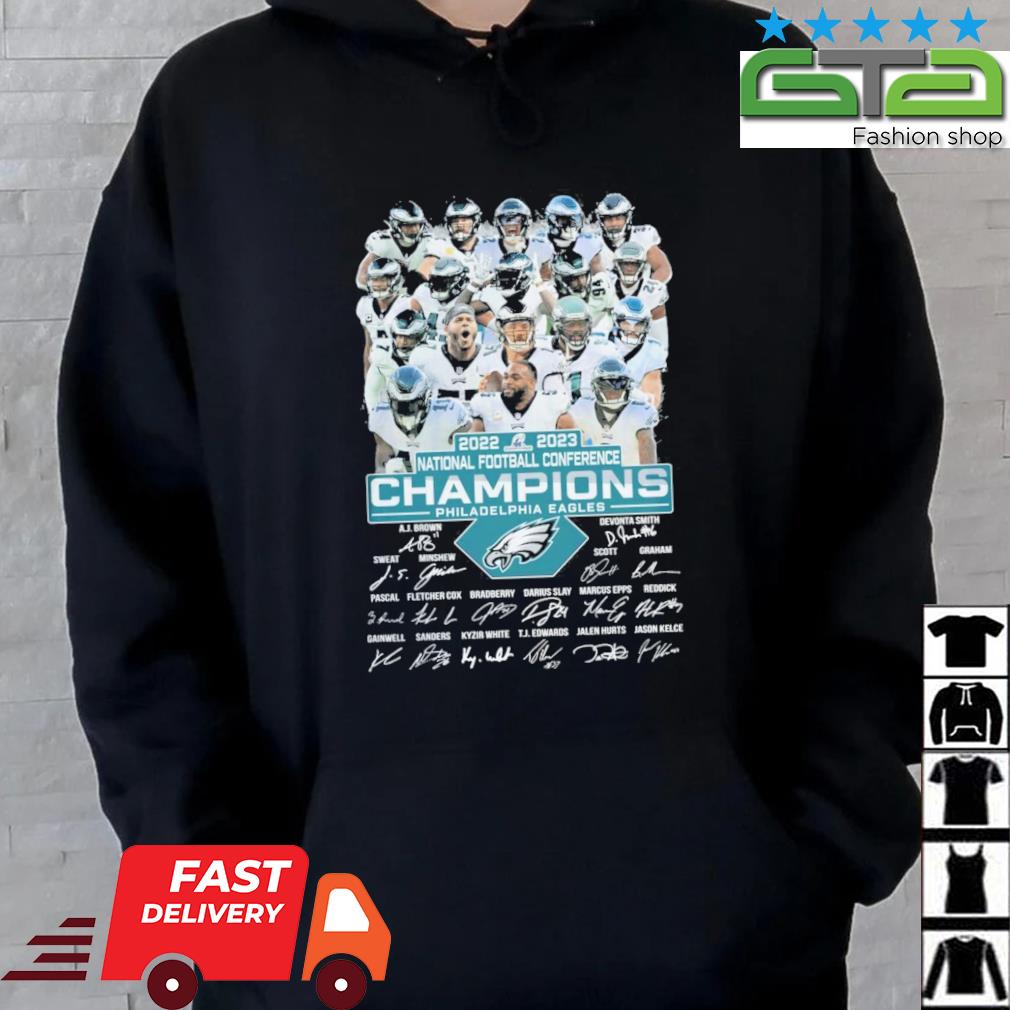 2022 2023 national football conference champions philadelphia eagles  signatures shirt, hoodie, sweater, long sleeve and tank top