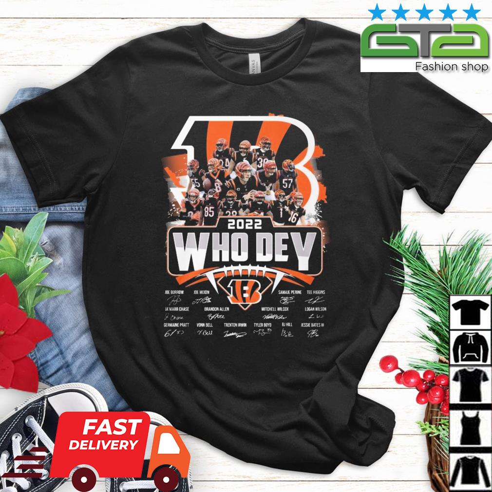 2022 Who Dey Cincinnati Bengals Signatures Men's Shirt, hoodie, sweater,  long sleeve and tank top