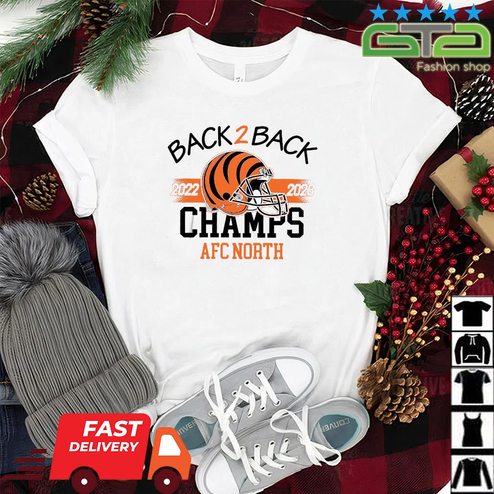 Official CincinnatI bengals back 2 back champs 2022 2023 AFC north champs  helmet T-shirt, hoodie, tank top, sweater and long sleeve t-shirt