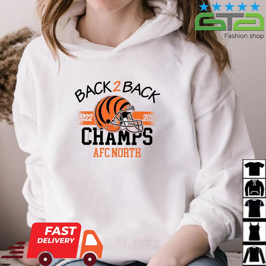 Official CincinnatI bengals back 2 back champs 2022 2023 AFC north champs  helmet T-shirt, hoodie, tank top, sweater and long sleeve t-shirt